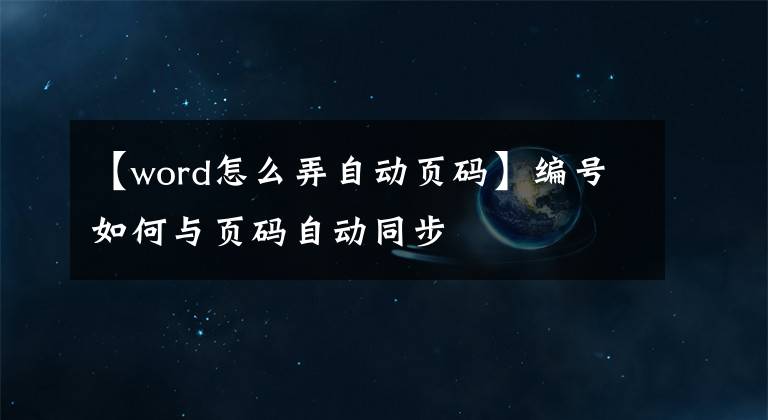 【word怎么弄自动页码】编号如何与页码自动同步