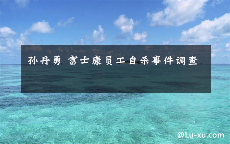 孙丹勇 富士康员工自杀事件调查