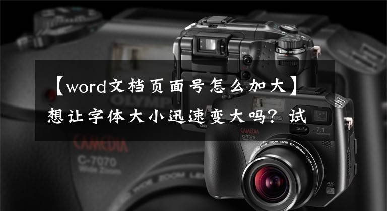 【word文档页面号怎么加大】想让字体大小迅速变大吗?试试这种方法