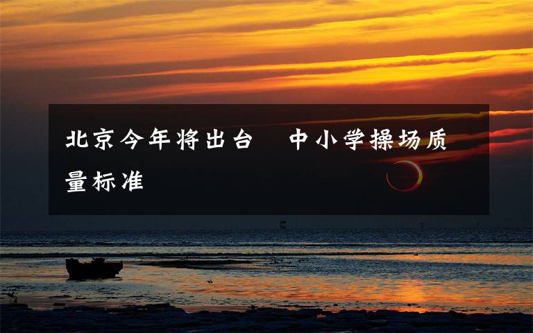 北京今年将出台 中小学操场质量标准