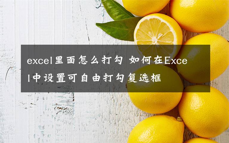 excel里面怎么打勾 如何在Excel中设置可自由打勾复选框