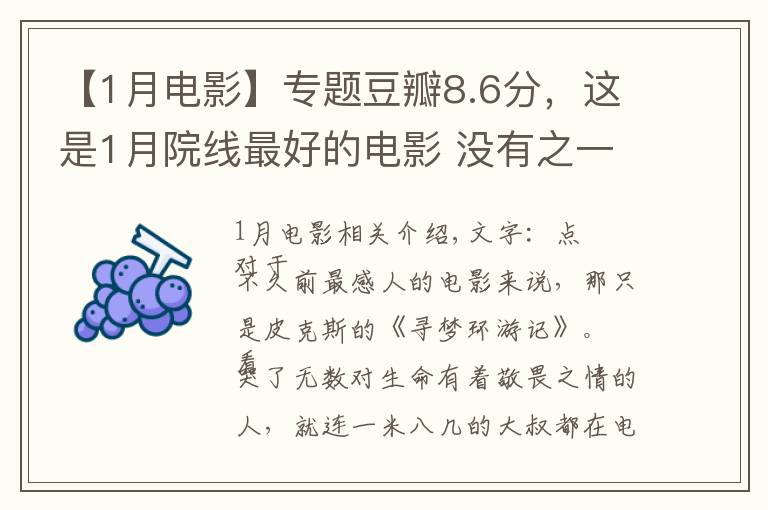 【1月电影】专题豆瓣8.6分,这是1月院线最好的电影 没有之一!