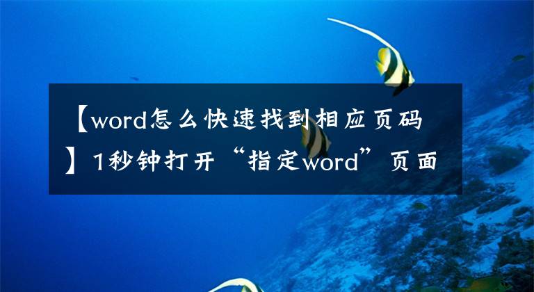 【word怎么快速找到相应页码】1秒钟打开“指定word”页面。ctrl g .
