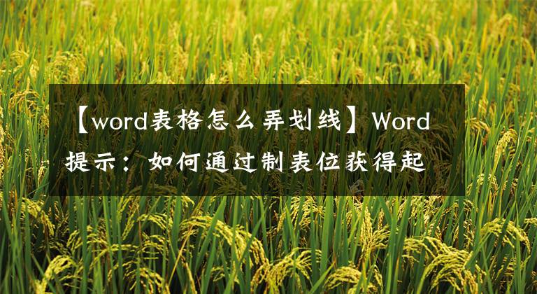 【word表格怎么弄划线】Word提示：如何通过制表位获得起始下划线？