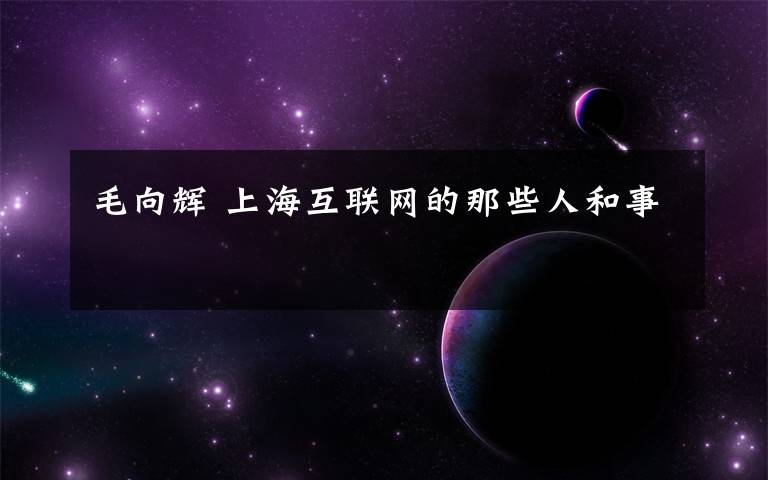 毛向辉 上海互联网的那些人和事