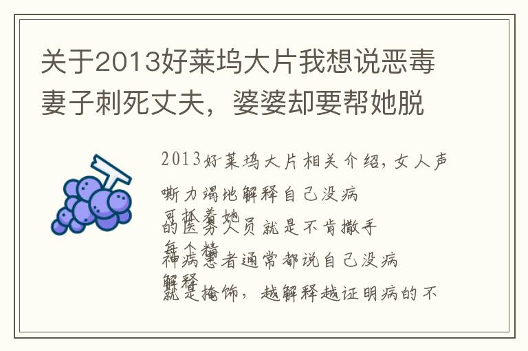 关于2013好莱坞大片我想说恶毒妻子刺死丈夫,婆婆却要帮她脱罪,结局极度舒适的电影