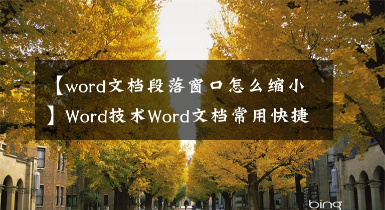 【word文档段落窗口怎么缩小】Word技术Word文档常用快捷键