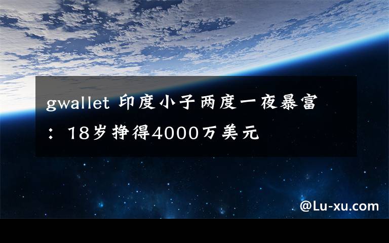 gwallet 印度小子两度一夜暴富:18岁挣得4000万美元