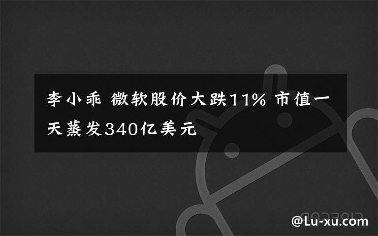 李小乖 微软股价大跌11% 市值一天蒸发340亿美元