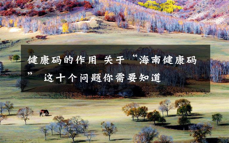 健康码的作用 关于“海南健康码” 这十个问题你需要知道