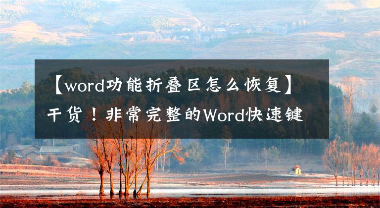 【word功能折叠区怎么恢复】干货!非常完整的Word快速键,可大幅提升生产力
