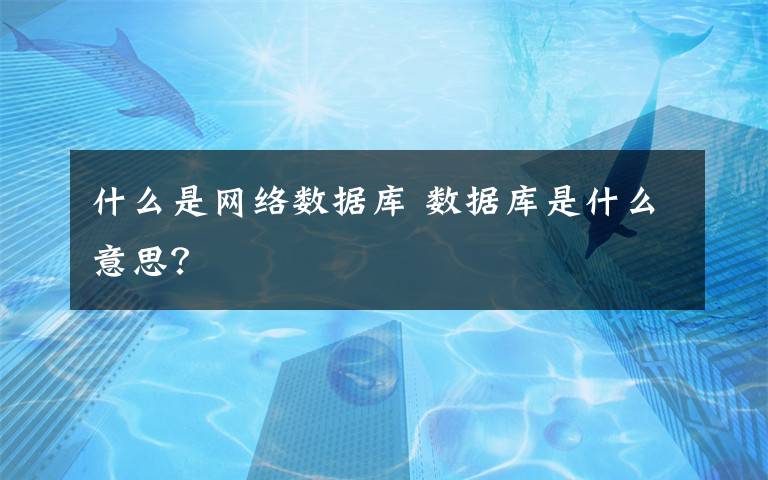 什么是网络数据库 数据库是什么意思?