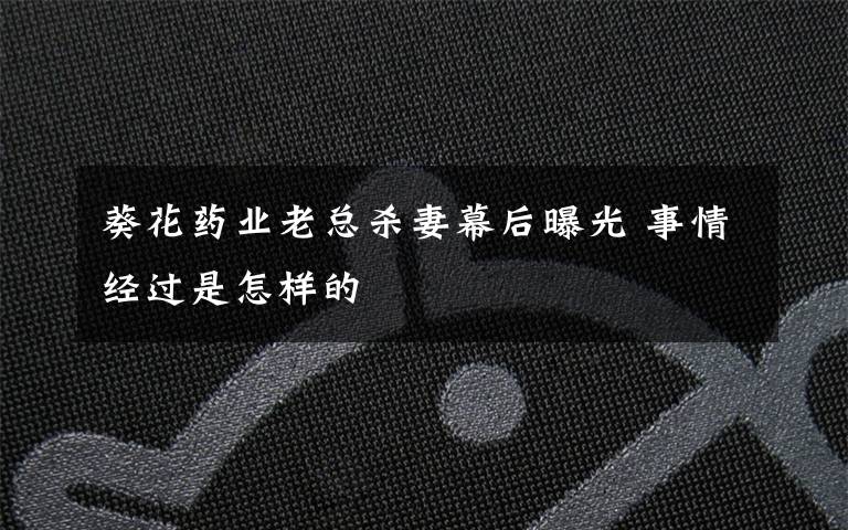 葵花药业老总杀妻幕后曝光 事情经过是怎样的