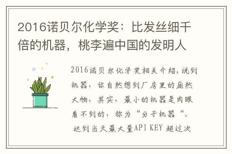 2016诺贝尔化学奖:比发丝细千倍的机器,桃李遍中国的发明人