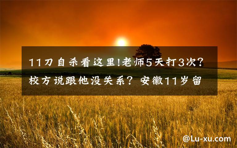 11刀自杀看这里!老师5天打3次？校方说跟他没关系？安徽11岁留守男孩上吊自杀究竟为何？