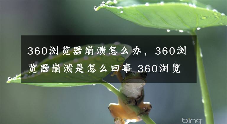 360浏览器崩溃怎么办，360浏览器崩溃是怎么回事 360浏览器一直显示崩溃了