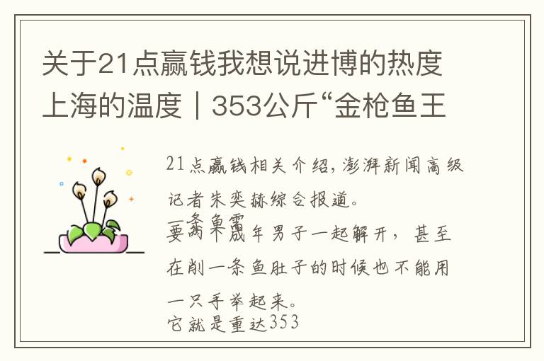 关于21点赢钱我想说进博的热度上海的温度|353公斤“金枪鱼王”今日开鱼