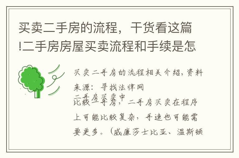 买卖二手房的流程,干货看这篇!二手房房屋买卖流程和手续是怎样的