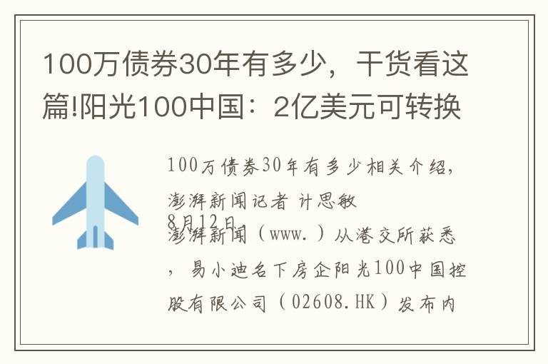 100万债券30年有多少,干货看这篇!阳光100中国:2亿美元可转换债券违约,触发交叉违约条款