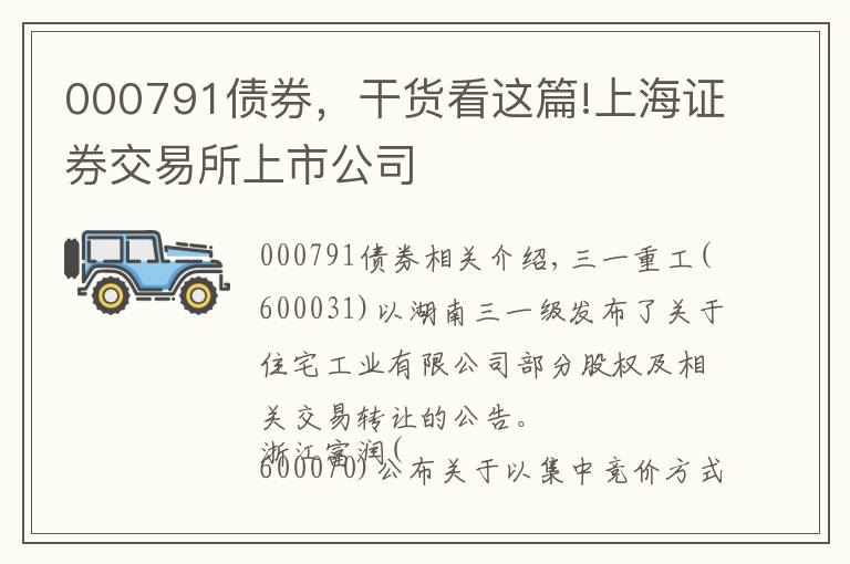 000791债券,干货看这篇!上海证券交易所上市公司