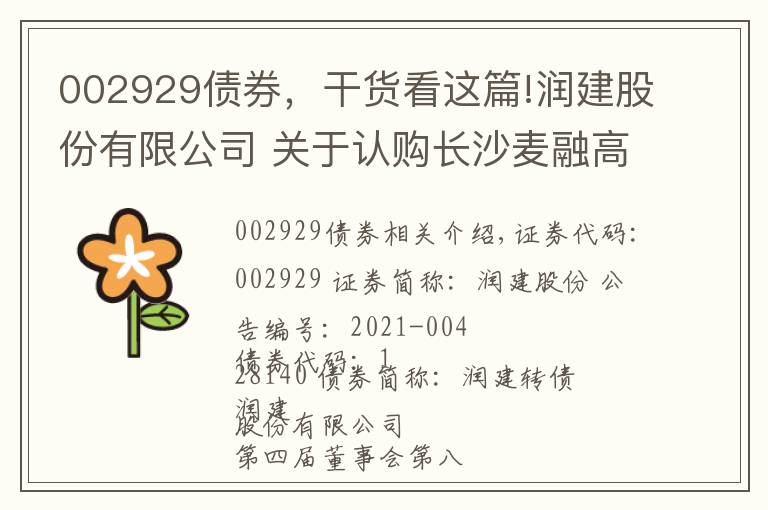 002929债券,干货看这篇!润建股份有限公司 关于认购长沙麦融高科股份有限公司 新增股份暨关联交易的公告
