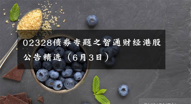 02328债券专题之智通财经港股公告精选（6月3日）