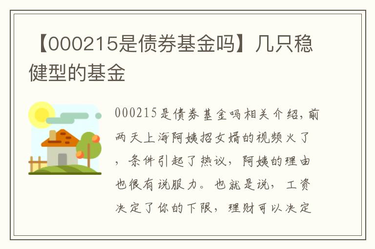 【000215是债券基金吗】几只稳健型的基金