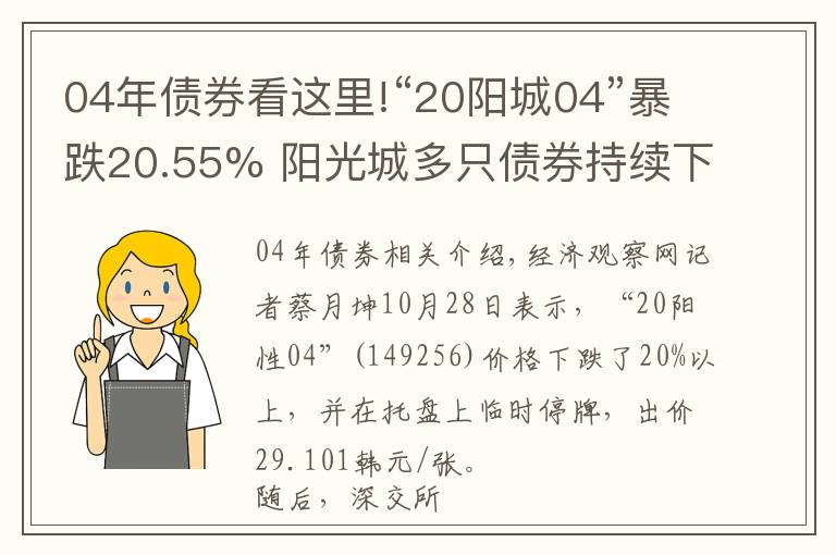 04年债券看这里!“20阳城04”暴跌20.55% 阳光城多只债券持续下探，国内一年债券待偿超44亿