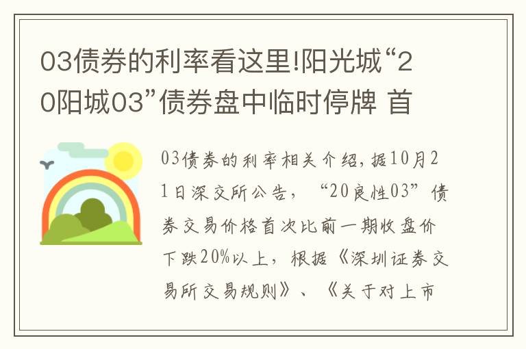 03债券的利率看这里!阳光城“20阳城03”债券盘中临时停牌 首次跌逾20%
