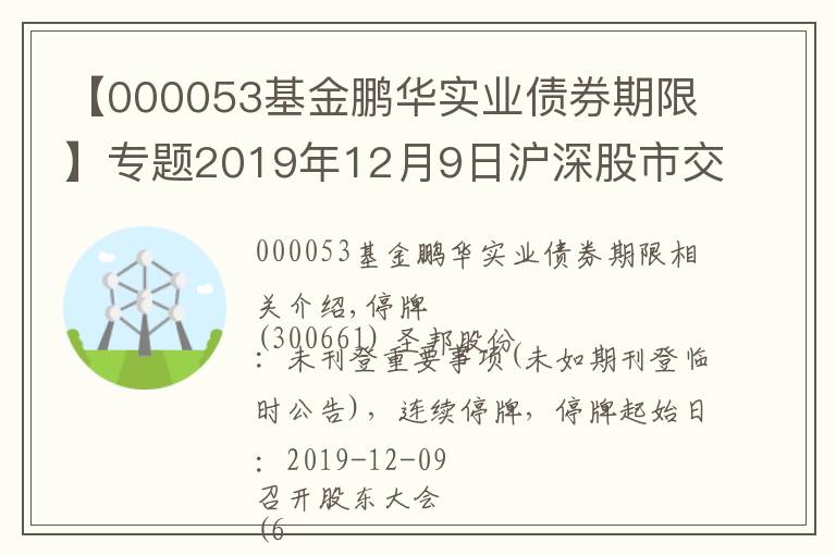 【000053基金鹏华实业债券期限】专题2019年12月9日沪深股市交易提示