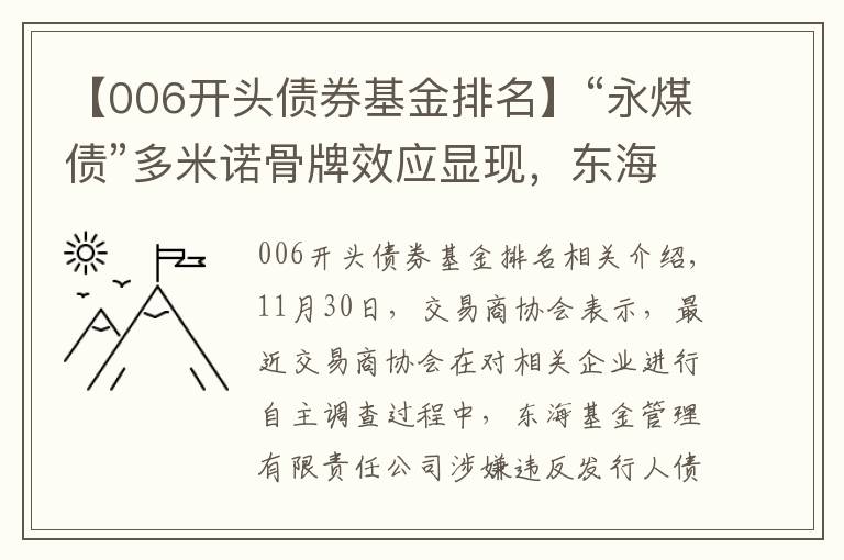 【006开头债券基金排名】“永煤债”多米诺骨牌效应显现，东海基金被调查