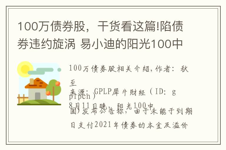 100万债券股,干货看这篇!陷债券违约旋涡 易小迪的阳光100中国到底有多难?
