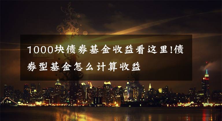 1000块债券基金收益看这里!债券型基金怎么计算收益