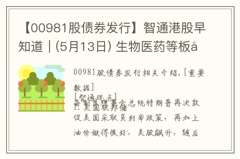 【00981股债券发行】智通港股早知道︱(5月13日) 生物医药等板块有望继续炒作 追高中芯国际(00981)有风险