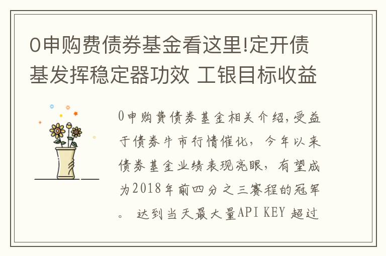 0申购费债券基金看这里!定开债基发挥稳定器功效 工银目标收益一年定开开放申购