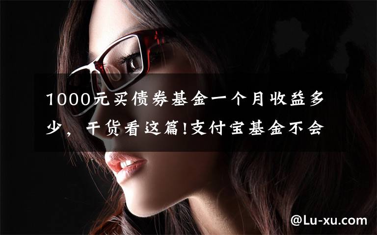 1000元买债券基金一个月收益多少,干货看这篇!支付宝基金不会选?看我这篇就够了