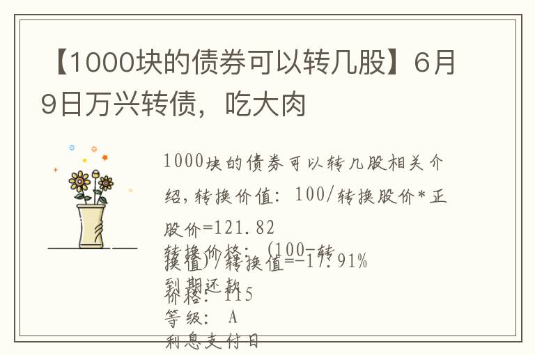 【1000块的债券可以转几股】6月9日万兴转债,吃大肉