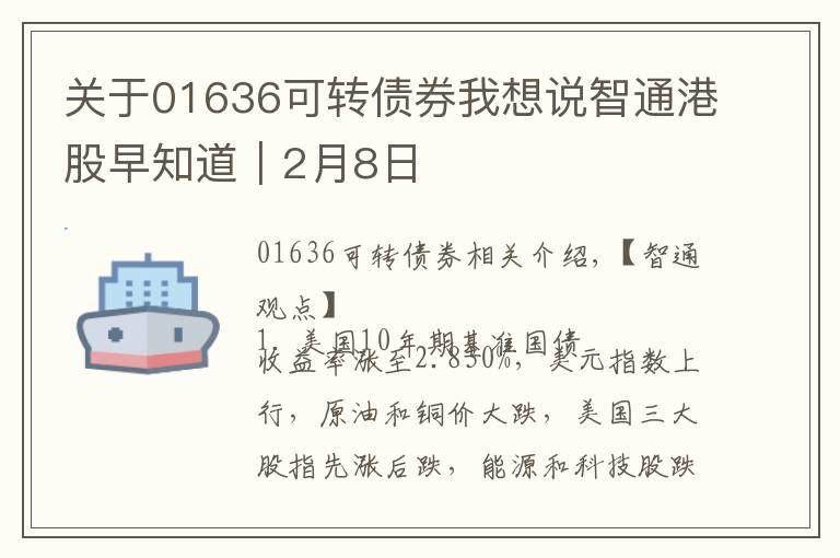 关于01636可转债券我想说智通港股早知道︱2月8日