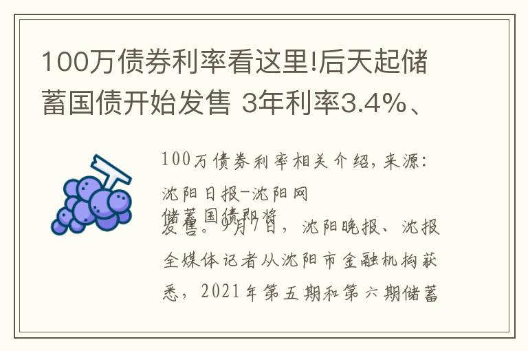 100万债券利率看这里!后天起储蓄国债开始发售 3年利率3.4%、5年利率3.57%