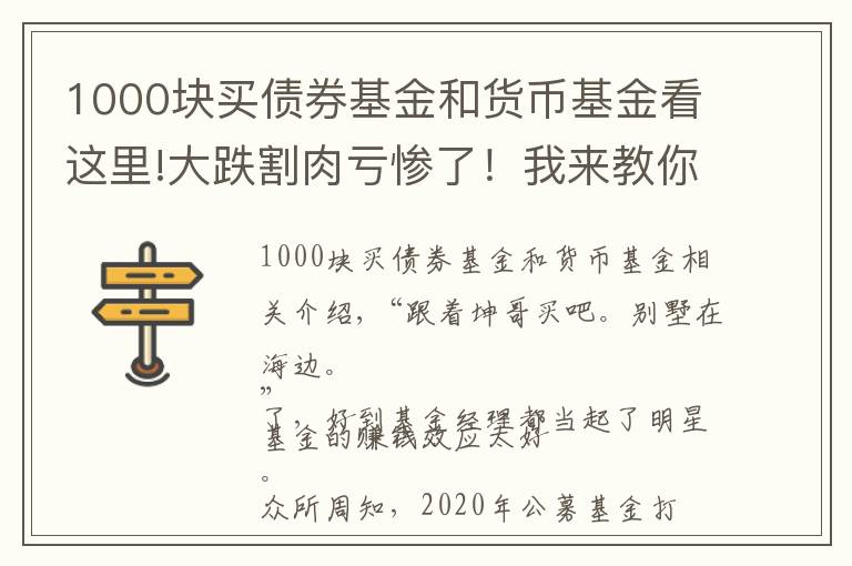 1000块买债券基金和货币基金看这里!大跌割肉亏惨了!我来教你基金怎么买