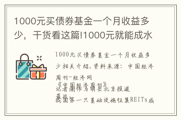 1000元买债券基金一个月收益多少，干货看这篇!1000元就能成水厂、高速公路“股东”，90%收益分红！公募REITs来了