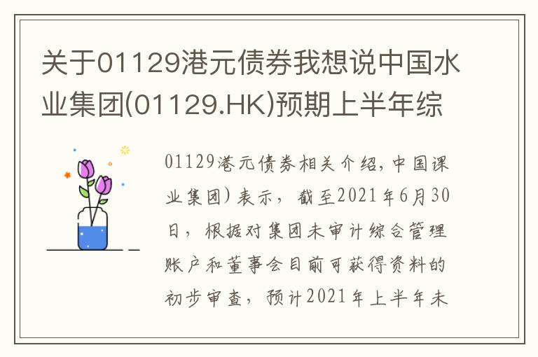 关于01129港元债券我想说中国水业集团(01129.HK)预期上半年综合纯利增