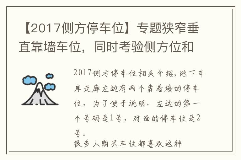 【2017侧方停车位】专题狭窄垂直靠墙车位，同时考验侧方位和垂直倒库两种技巧