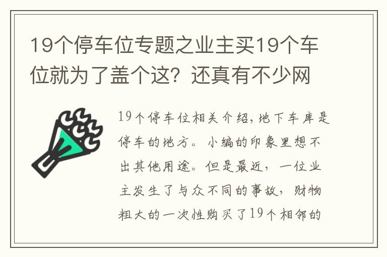 19个停车位专题之业主买19个车位就为了盖个这？还真有不少网友支持此举