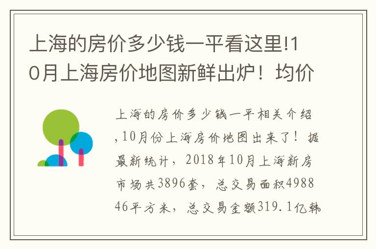 上海的房价多少钱一平看这里!10月上海房价地图新鲜出炉!均价4万内的区域只剩这些啦!