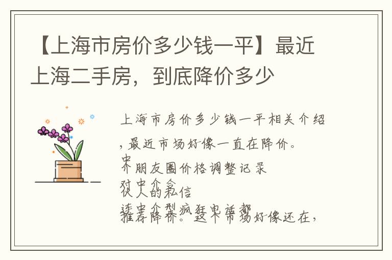 【上海市房价多少钱一平】最近上海二手房,到底降价多少