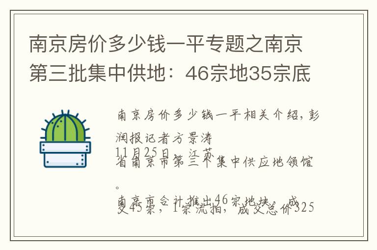 南京房价多少钱一平专题之南京第三批集中供地：46宗地35宗底价成交，5宗触顶摇号
