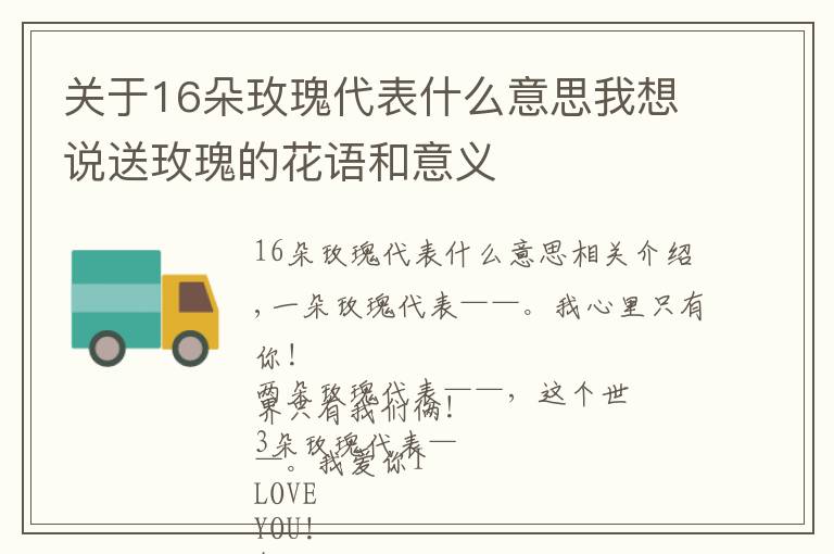 关于16朵玫瑰代表什么意思我想说送玫瑰的花语和意义