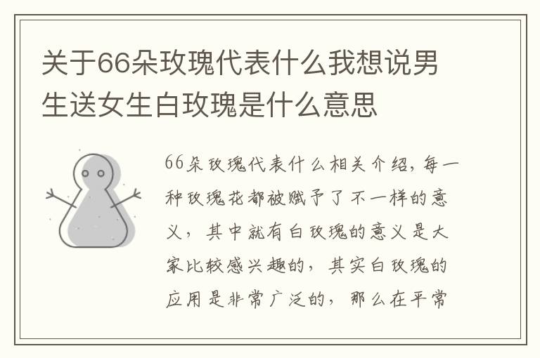 关于66朵玫瑰代表什么我想说男生送女生白玫瑰是什么意思
