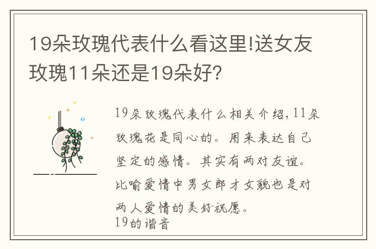 19朵玫瑰代表什么看这里!送女友玫瑰11朵还是19朵好?